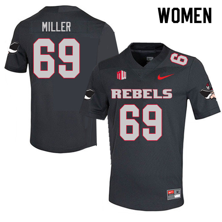 Women #69 Marcus Miller UNLV Rebels College Football Jerseys Sale-Charcoal - Click Image to Close